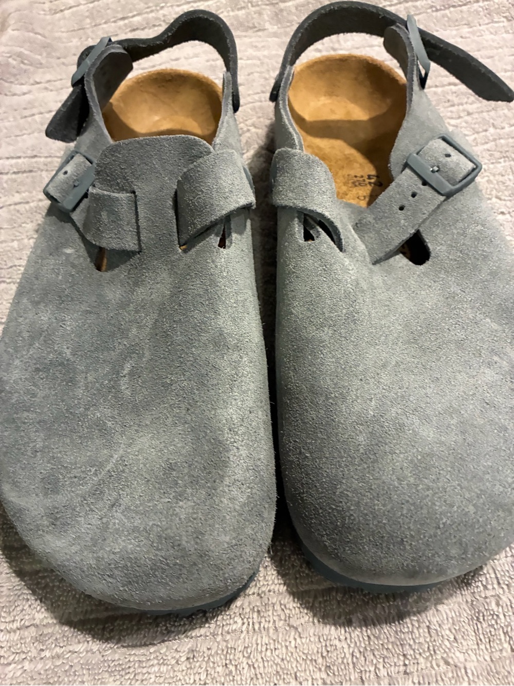 Birkenstock Men's Suede Slip-On Clog men size 9 women size 22Sandals - Slate Gra